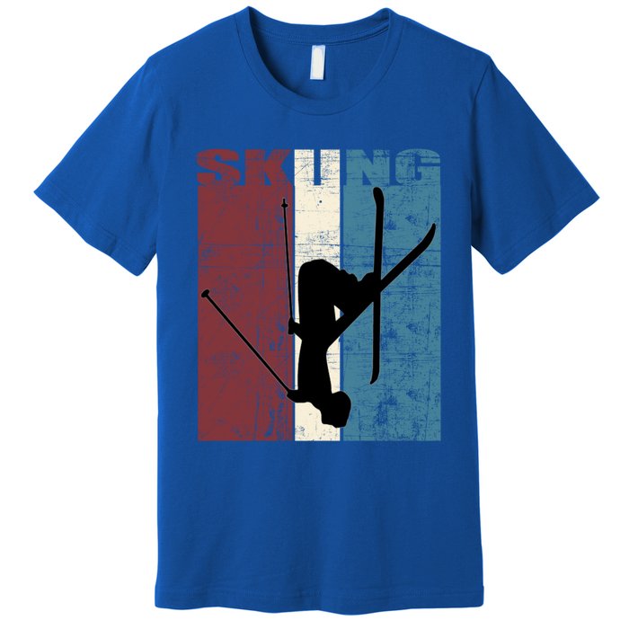 Skiing Ski Player Skiing Vintage Skis Distressed Cool Gift Premium T-Shirt