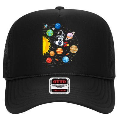 Solar System Planets Science Space Astronaut Universe Galaxy High Crown Mesh Back Trucker Hat