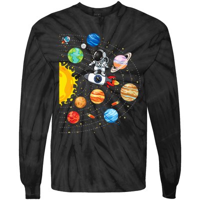 Solar System Planets Science Space Astronaut Universe Galaxy Tie-Dye Long Sleeve Shirt