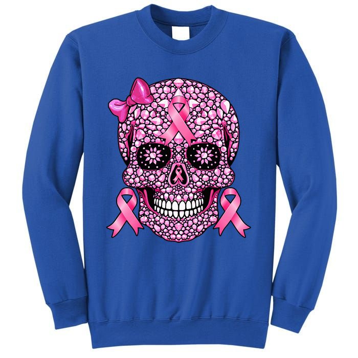 Sugar Skull Pink Ribbon Breast Cancer Awareness Sweatshirt