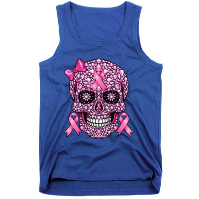 Sugar Skull Pink Ribbon Breast Cancer Awareness Tank Top