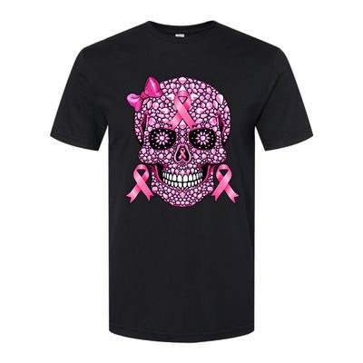 Sugar Skull Pink Ribbon Breast Cancer Awareness Softstyle® CVC T-Shirt