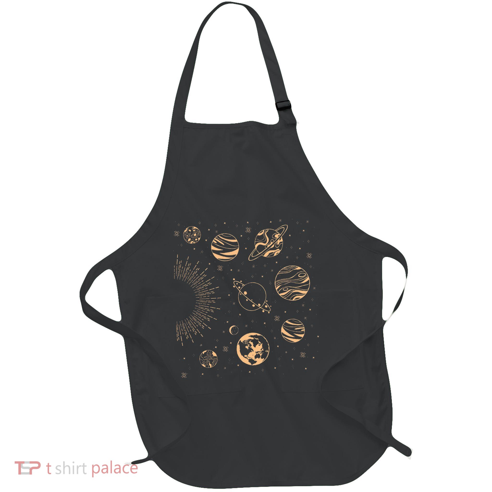 Solar System Planets Space Science Galaxy Astrology Universe Full-Length Apron With Pockets