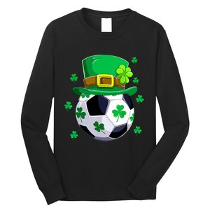 Soccer St Patricks Day Leprechaun Shamrock Long Sleeve Shirt