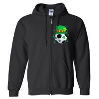 Soccer St Patricks Day Leprechaun Shamrock Full Zip Hoodie