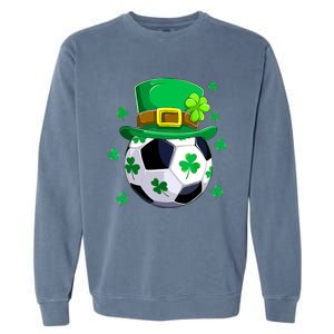 Soccer St Patricks Day Leprechaun Shamrock Garment-Dyed Sweatshirt