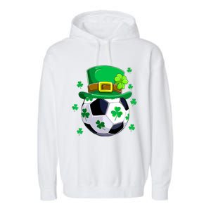 Soccer St Patricks Day Leprechaun Shamrock Garment-Dyed Fleece Hoodie