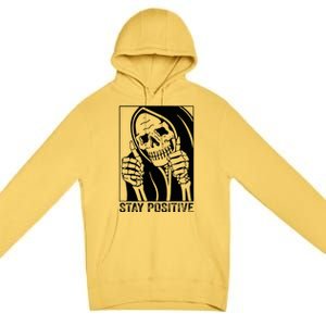 Skull Stay Positive Skeleton Halloween Motivational Premium Pullover Hoodie