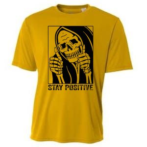 Skull Stay Positive Skeleton Halloween Motivational Cooling Performance Crew T-Shirt