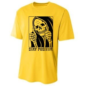 Skull Stay Positive Skeleton Halloween Motivational Performance Sprint T-Shirt