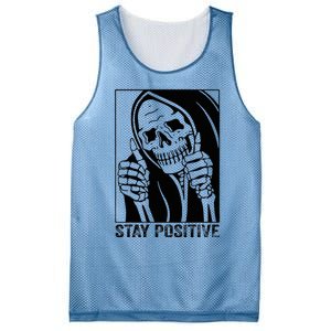 Skull Stay Positive Skeleton Halloween Motivational Mesh Reversible Basketball Jersey Tank