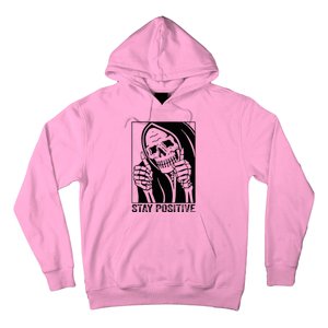 Skull Stay Positive Skeleton Halloween Motivational Hoodie