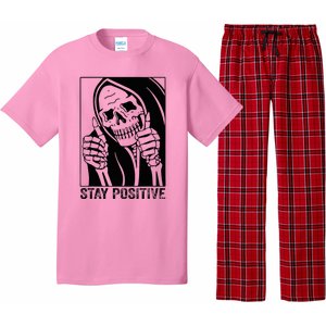 Skull Stay Positive Skeleton Halloween Motivational Pajama Set