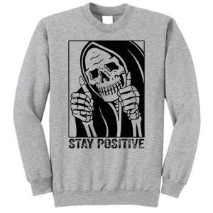 Skull Stay Positive Skeleton Halloween Motivational Sweatshirt