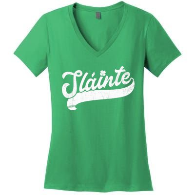 Slainte St. Patrick's Day Saint Paddy's Irish Drinking Gift Women's V-Neck T-Shirt