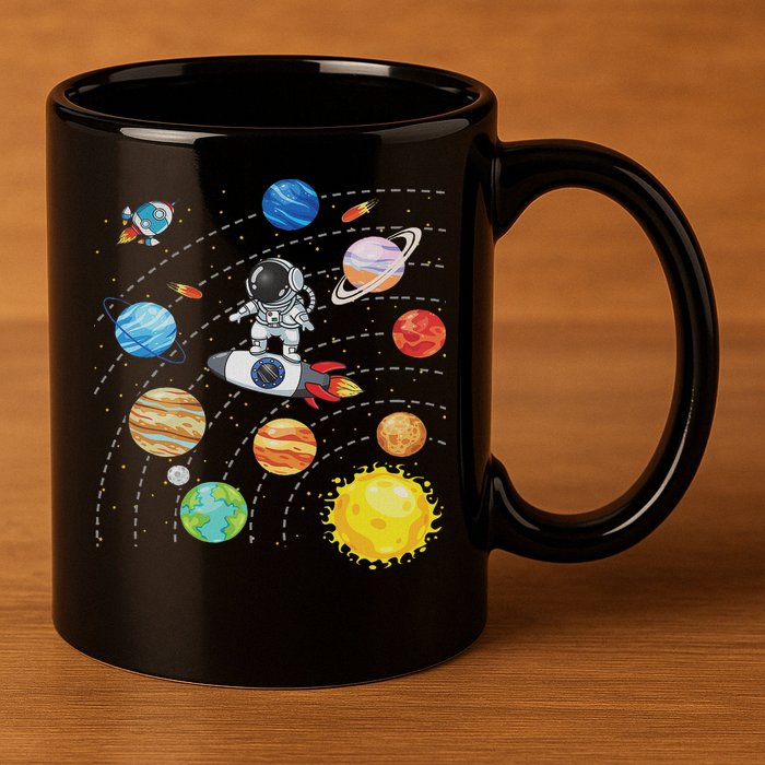 Solar System Planets Science Space Astronaut Universe Galaxy 11oz C Handle Ceramic Mug