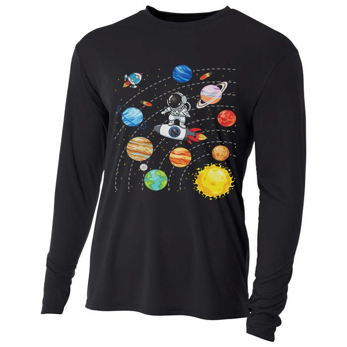 Solar System Planets Science Space Astronaut Universe Galaxy Cooling Performance Long Sleeve Crew