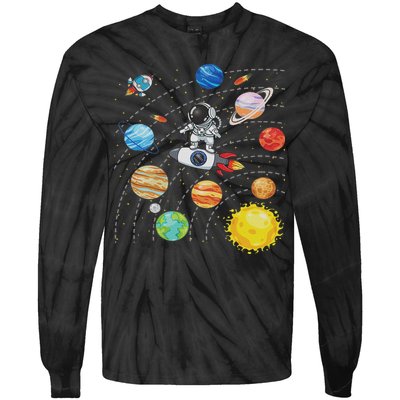 Solar System Planets Science Space Astronaut Universe Galaxy Tie-Dye Long Sleeve Shirt