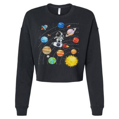 Solar System Planets Science Space Astronaut Universe Galaxy Cropped Pullover Crew