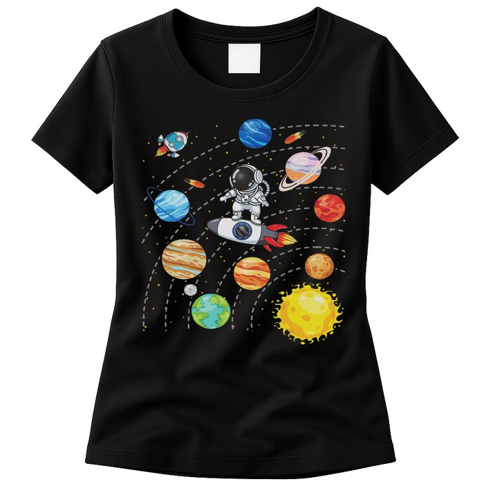 Solar System Planets Science Space Astronaut Universe Galaxy Womens T-Shirt
