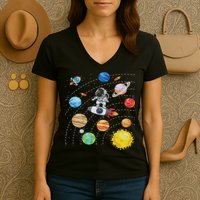 Solar System Planets Science Space Astronaut Universe Galaxy Women's V-Neck T-Shirt
