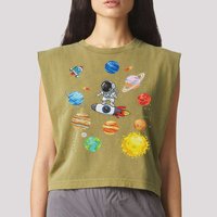 Solar System Planets Science Space Astronaut Universe Galaxy Garment-Dyed Women's Muscle Tee