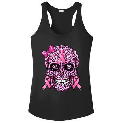 Sugar Skull P.I.N.K Ribbon Breast Cancer Awareness Ladies PosiCharge Competitor Racerback Tank