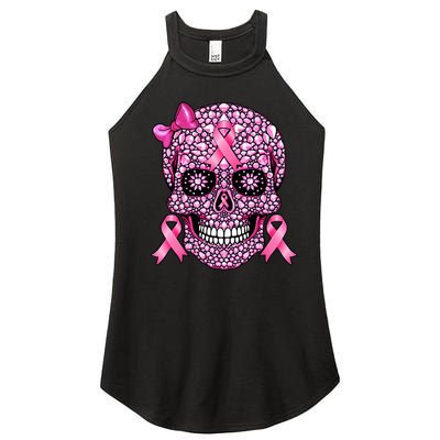 Sugar Skull P.I.N.K Ribbon Breast Cancer Awareness Women’s Perfect Tri Rocker Tank