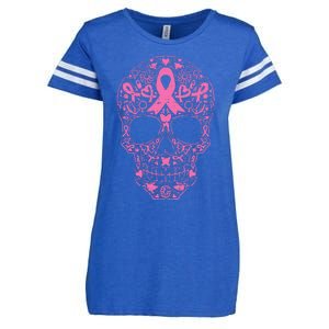 Sugar Skull P.I.N.K Ribbon Calavera Breast Cancer Enza Ladies Jersey Football T-Shirt