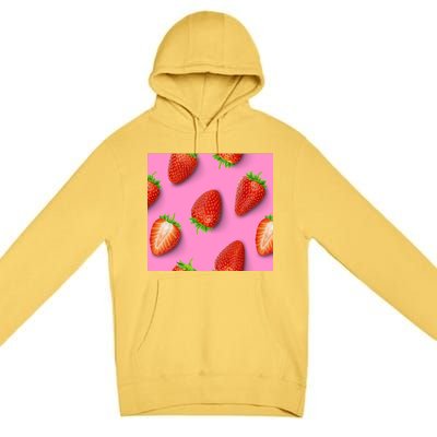 Strawberry seamless pattern Premium Pullover Hoodie