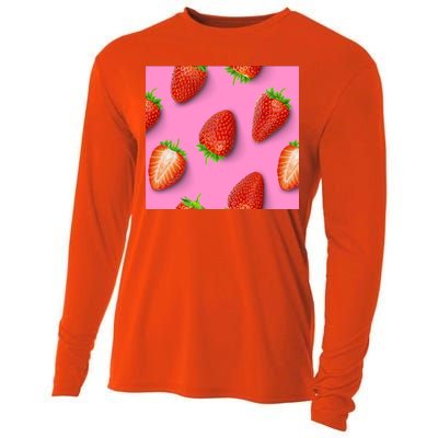 Strawberry seamless pattern Cooling Performance Long Sleeve Crew