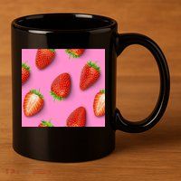 Strawberry seamless pattern 11oz C Handle Ceramic Mug
