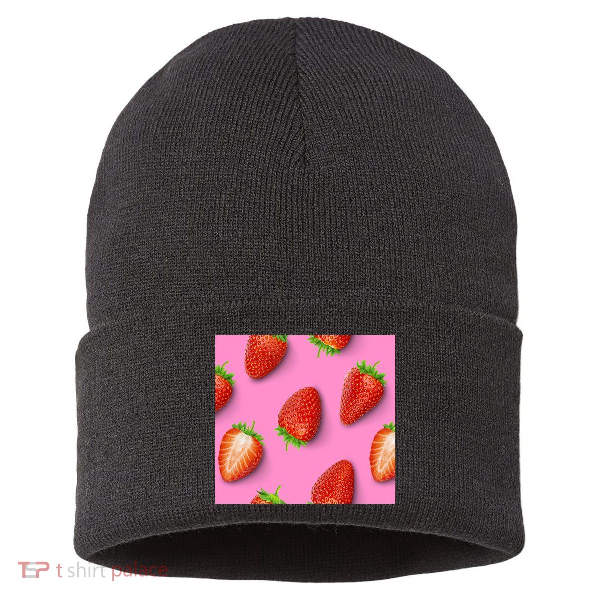 Strawberry seamless pattern Sustainable Knit Beanie