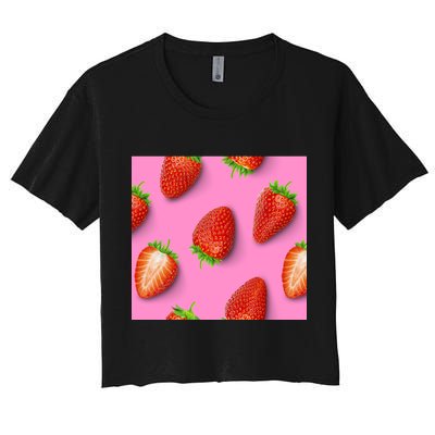 Strawberry seamless pattern Crop Top