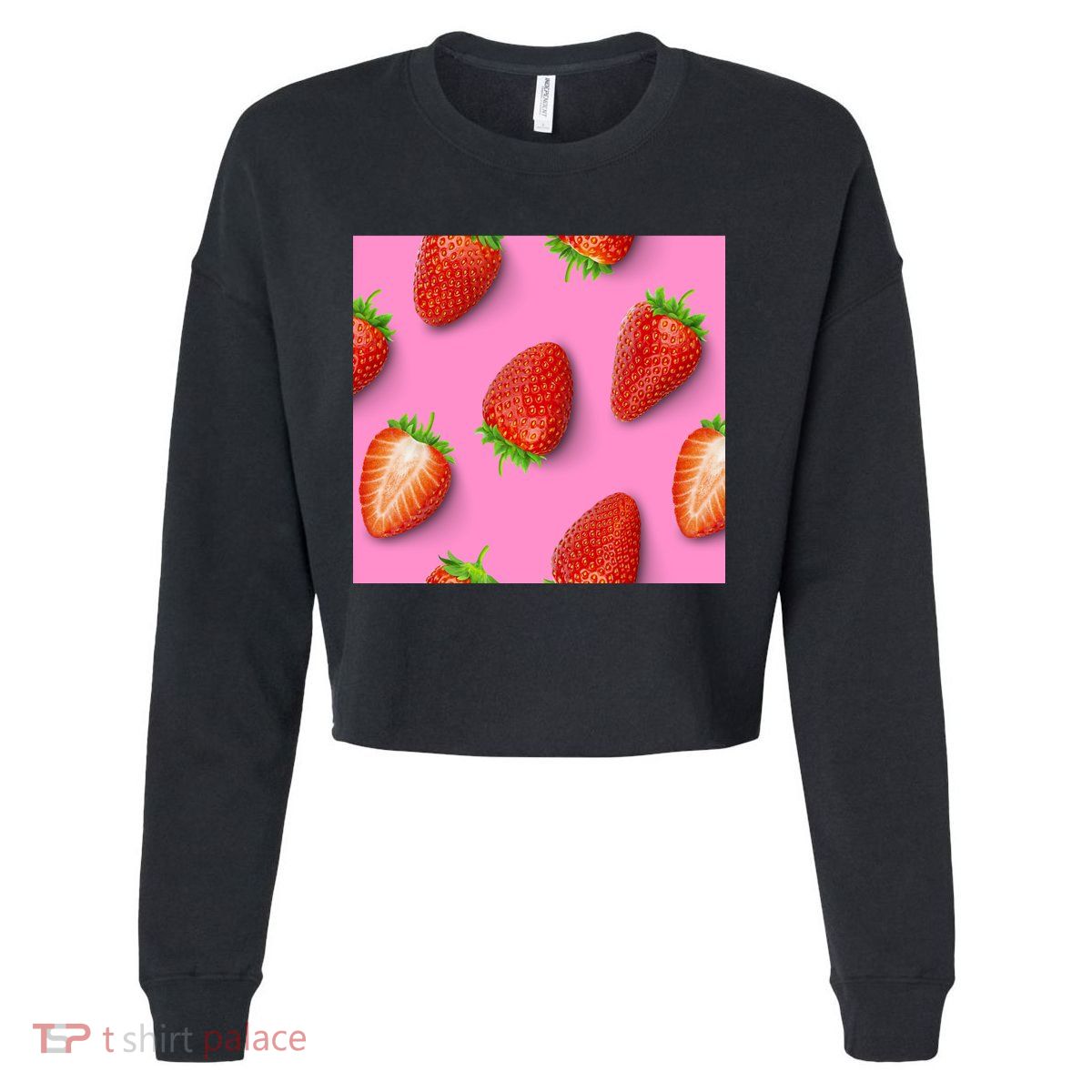 Strawberry seamless pattern Cropped Pullover Crew