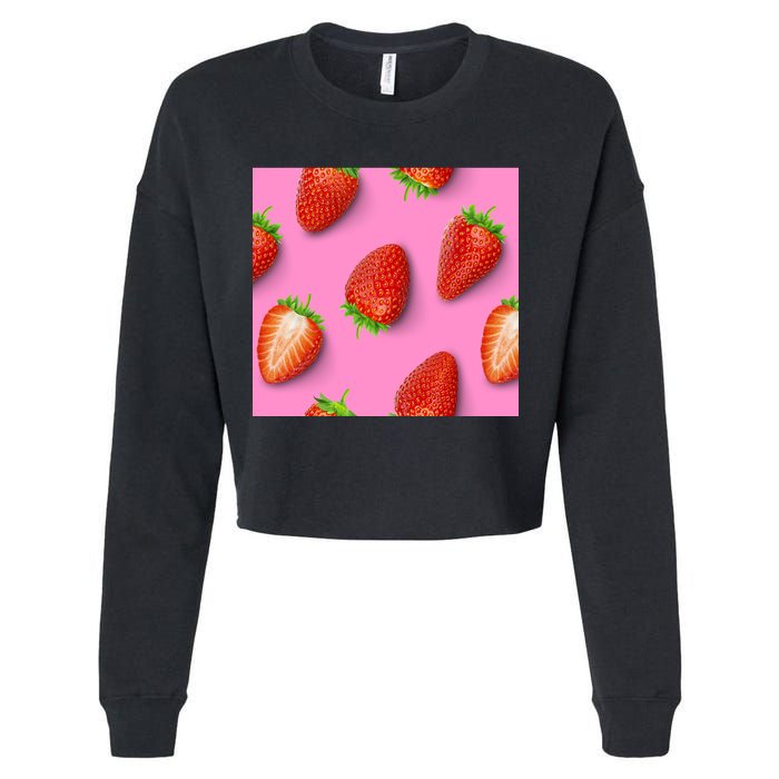 Strawberry seamless pattern Cropped Pullover Crew