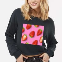 Strawberry seamless pattern Cropped Pullover Crew