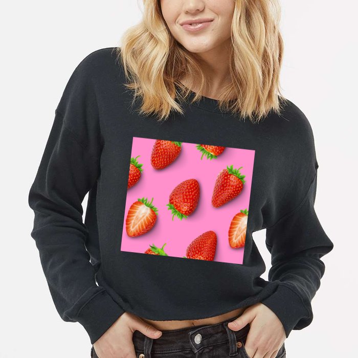 Strawberry seamless pattern Cropped Pullover Crew