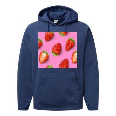 Strawberry seamless pattern Performance Fleece Hoodie