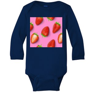 Strawberry seamless pattern Baby Long Sleeve Bodysuit