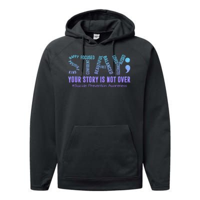 Stay Suicide Prevention Awareness Month Teal & Purple Ribbon Performance Fleece Hoodie