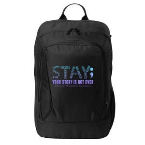 Stay Suicide Prevention Awareness Month Teal & Purple Ribbon City Backpack