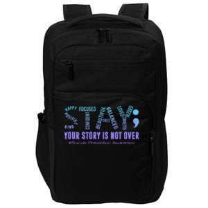 Stay Suicide Prevention Awareness Month Teal & Purple Ribbon Impact Tech Backpack