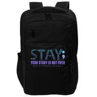 Stay Suicide Prevention Awareness Month Teal & Purple Ribbon Impact Tech Backpack