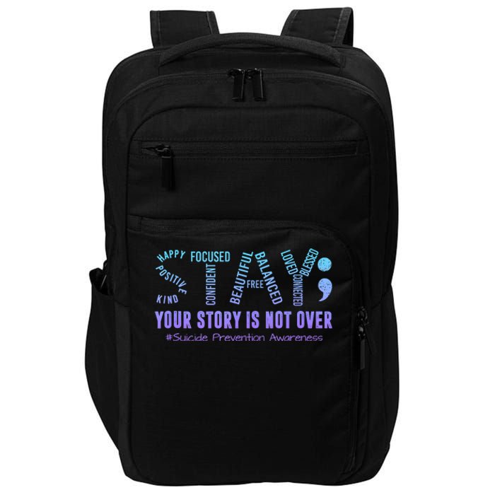 Stay Suicide Prevention Awareness Month Teal & Purple Ribbon Impact Tech Backpack