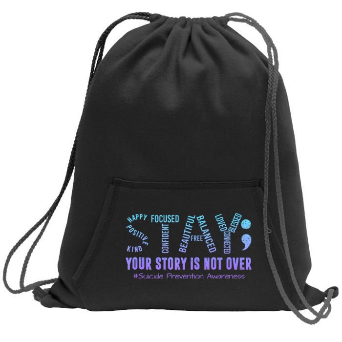 Stay Suicide Prevention Awareness Month Teal & Purple Ribbon Sweatshirt Cinch Pack Bag