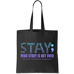 Stay Suicide Prevention Awareness Month Teal & Purple Ribbon Tote Bag