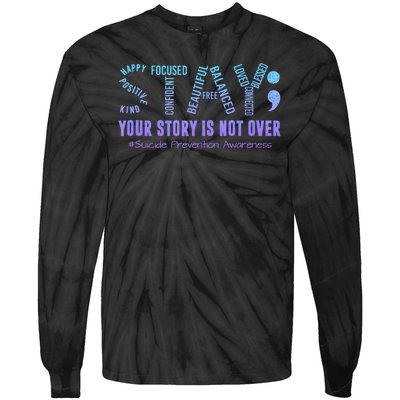 Stay Suicide Prevention Awareness Month Teal & Purple Ribbon Tie-Dye Long Sleeve Shirt