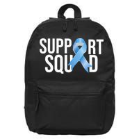 Support Squat Prostate Cancer Awareness Blue Ribbon Survivor 16 in Basic Backpack