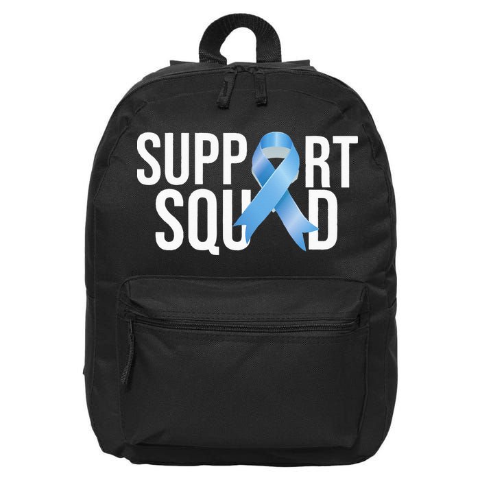 Support Squat Prostate Cancer Awareness Blue Ribbon Survivor 16 in Basic Backpack